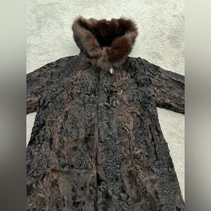 Vintage Persian Lamb Hooded Coat